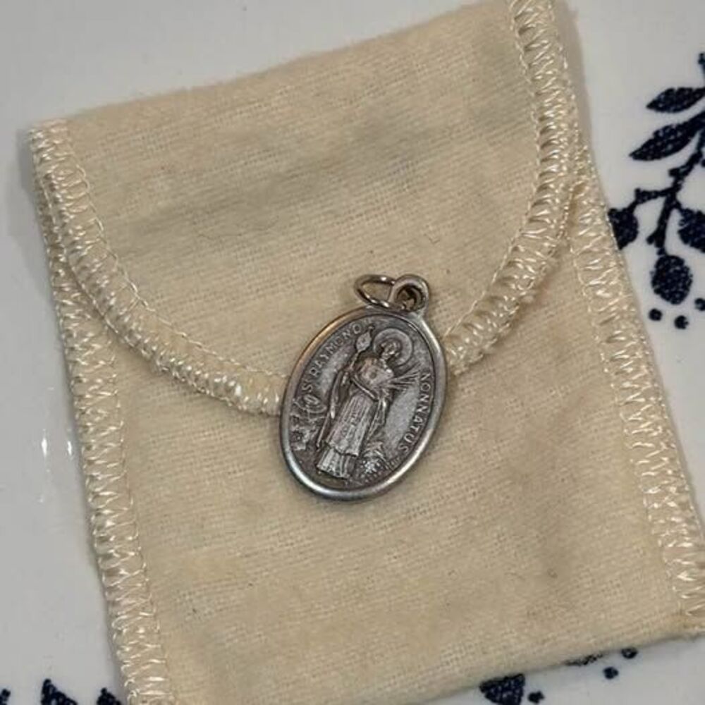 Vintage Italy St Raymond Nonnatus Medal Catholic Pregnancy Expectant Mothers